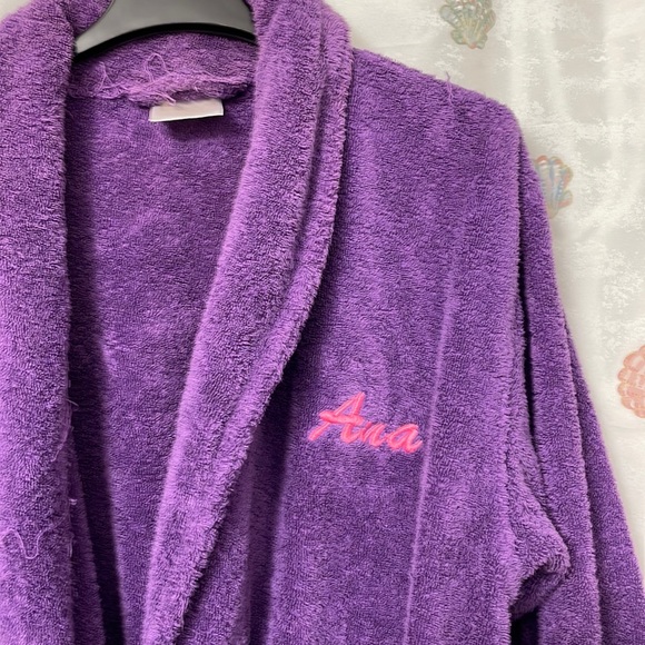 Bath Robe Purple Turkish Cotton - Picture 6 of 10